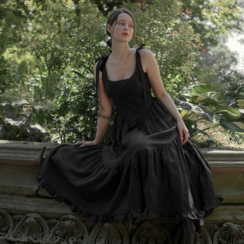 Mirabelle Dress XS in Black Linen